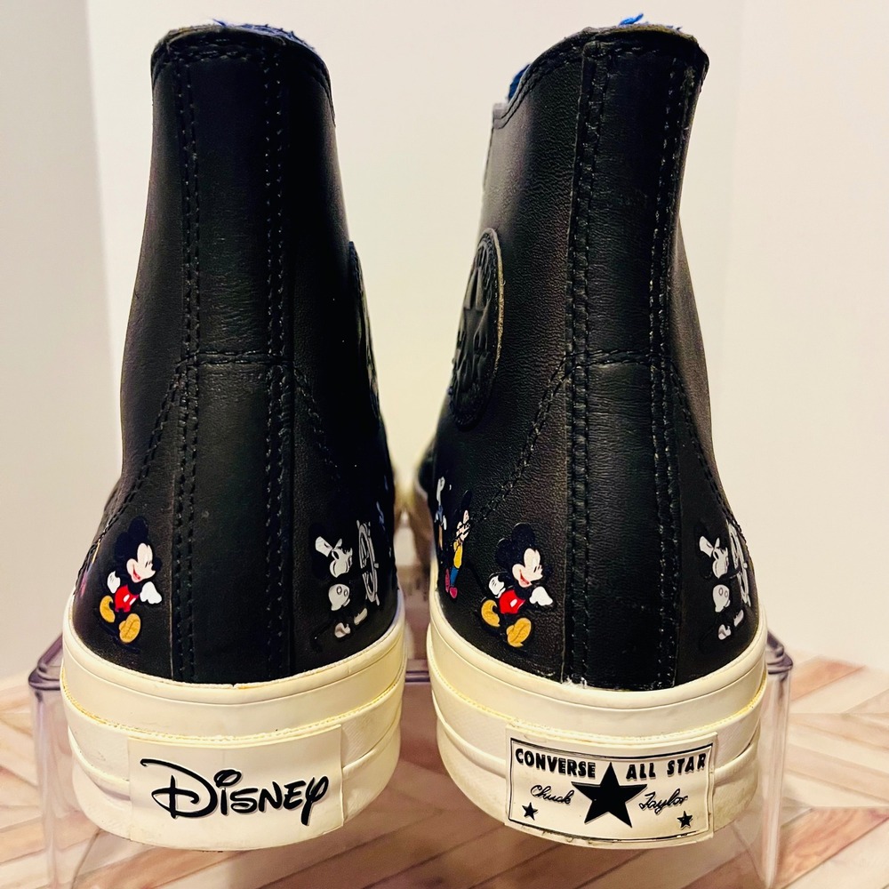 Kith x Disney Converse Men 10 Wmn 12 Black Leather Mickey Mouse Timeline 167508C - Picture 5 of 11